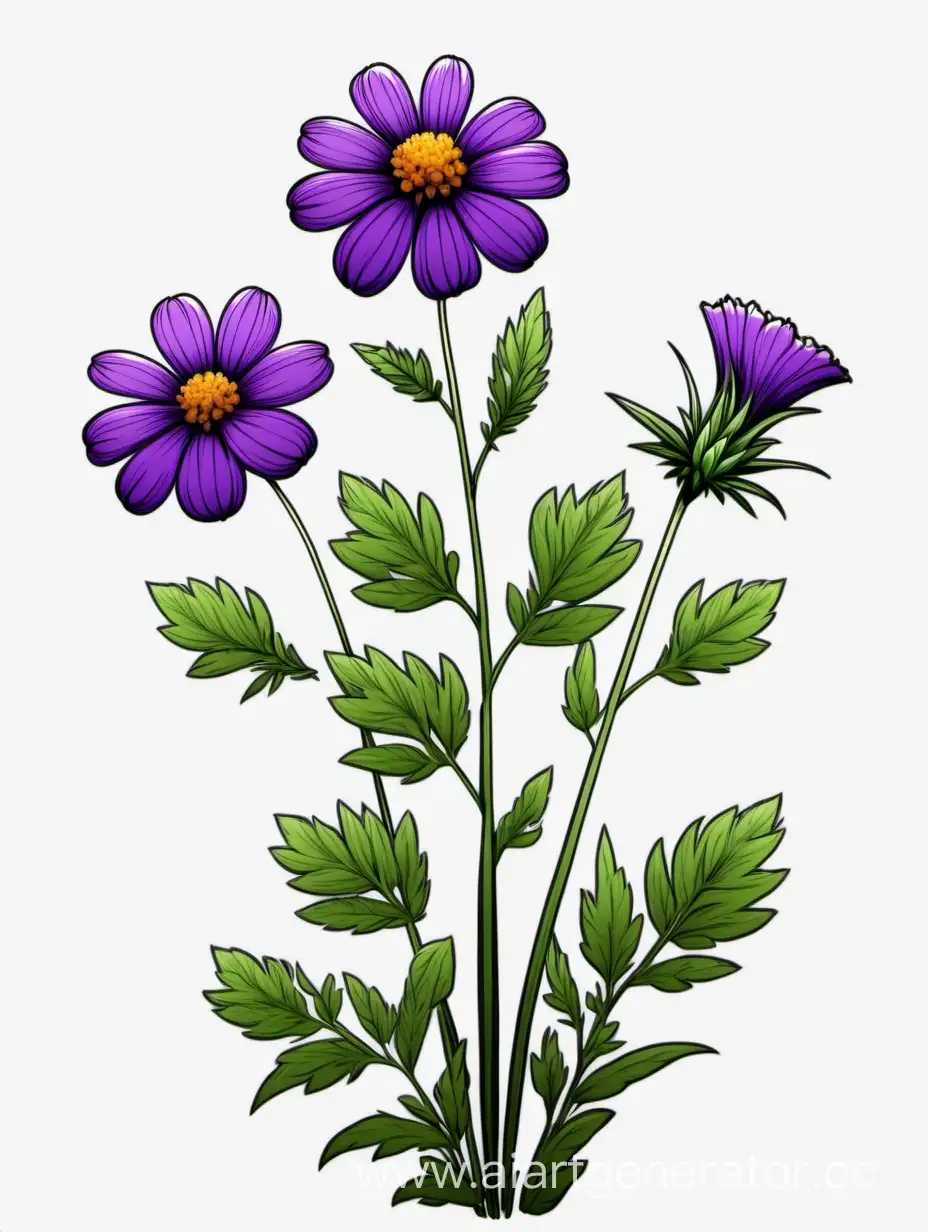 Elegant-Cluster-of-Purple-Wildflowers-HighQuality-Botanical-Art