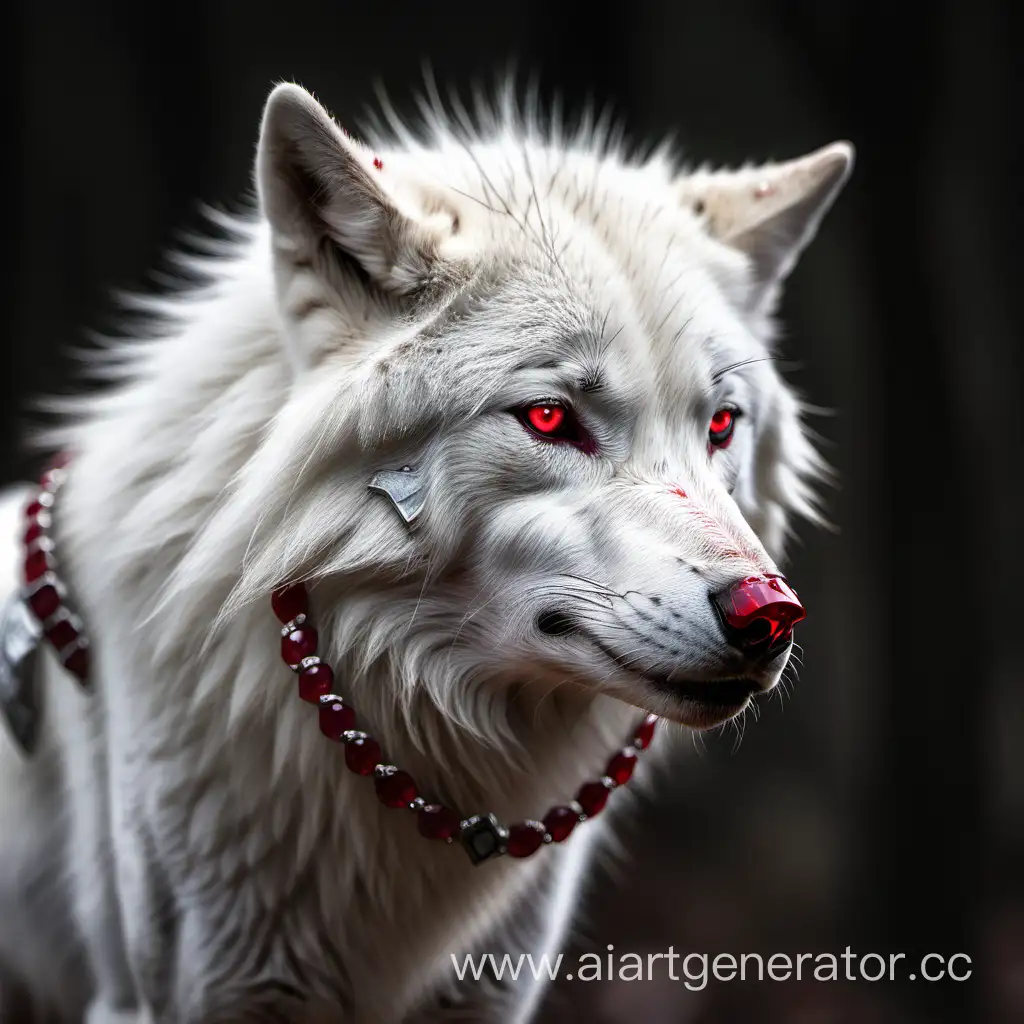 Majestic-White-Wolf-with-Ruby-Forehead-Gem