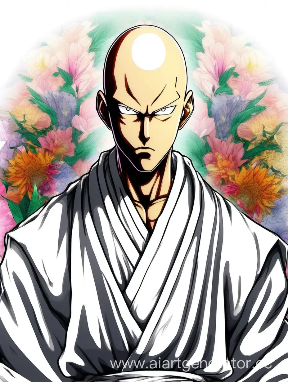 Majestic-Monk-in-Vibrant-White-Attire-Colorful-Portrait