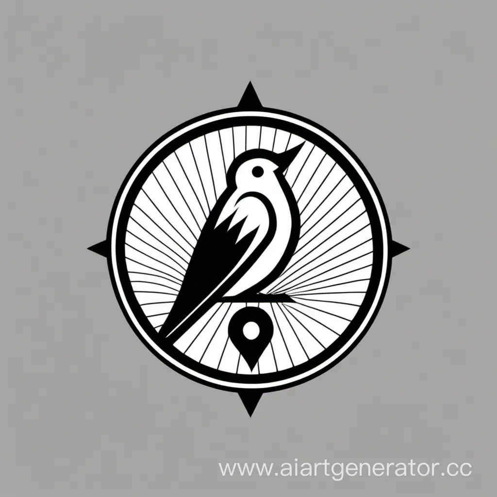 Logo for secret society minimalist black background white lines bird mimide