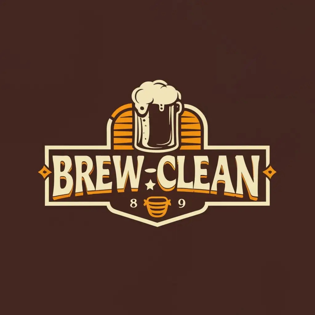 LOGO-Design-For-BREWCLEAN-Vintage-Beer-Logo-on-Clear-Background