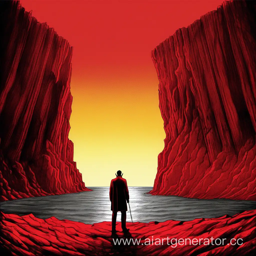 Courageous-Confrontation-Man-Facing-the-Devil-at-Sunset-Cliff