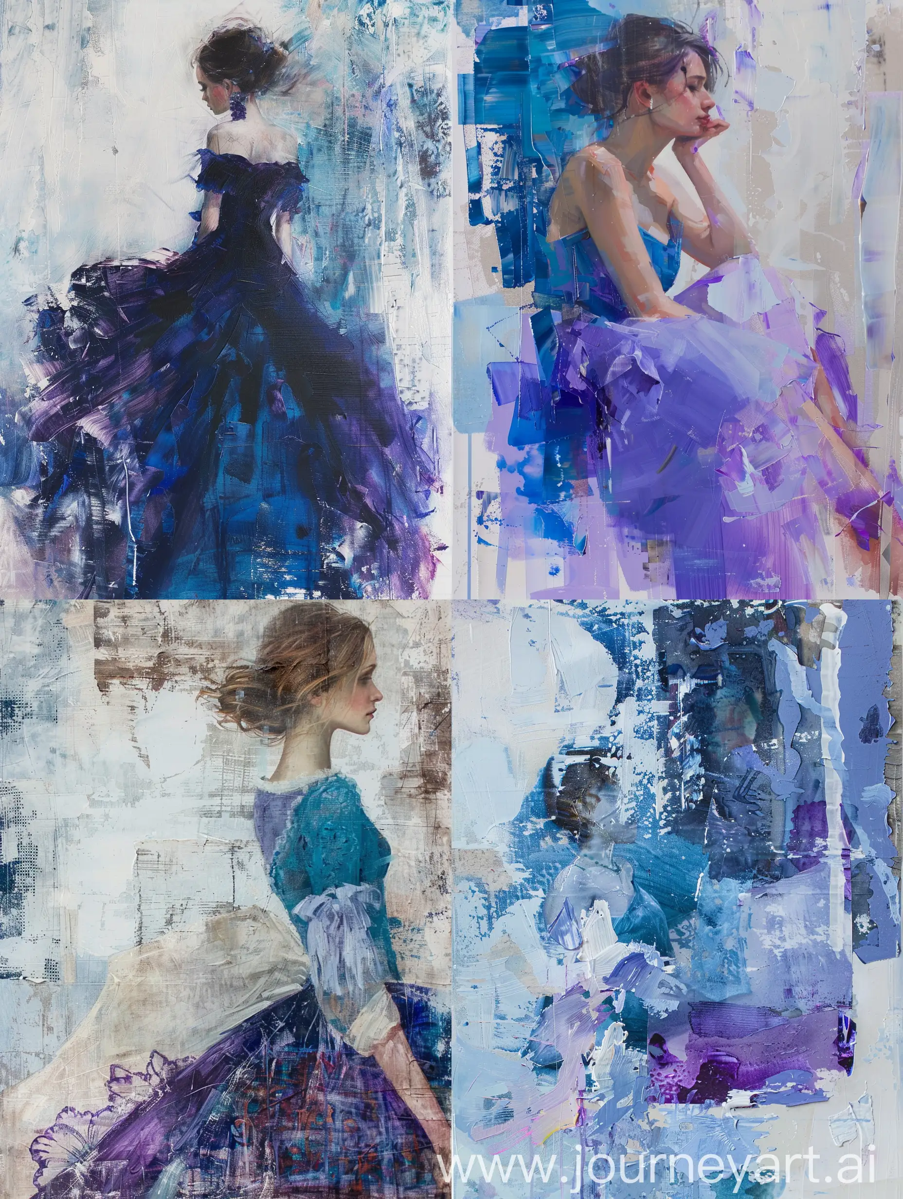 Rococo-Style-Oil-Painting-with-Unified-Blue-and-Purple-Colors