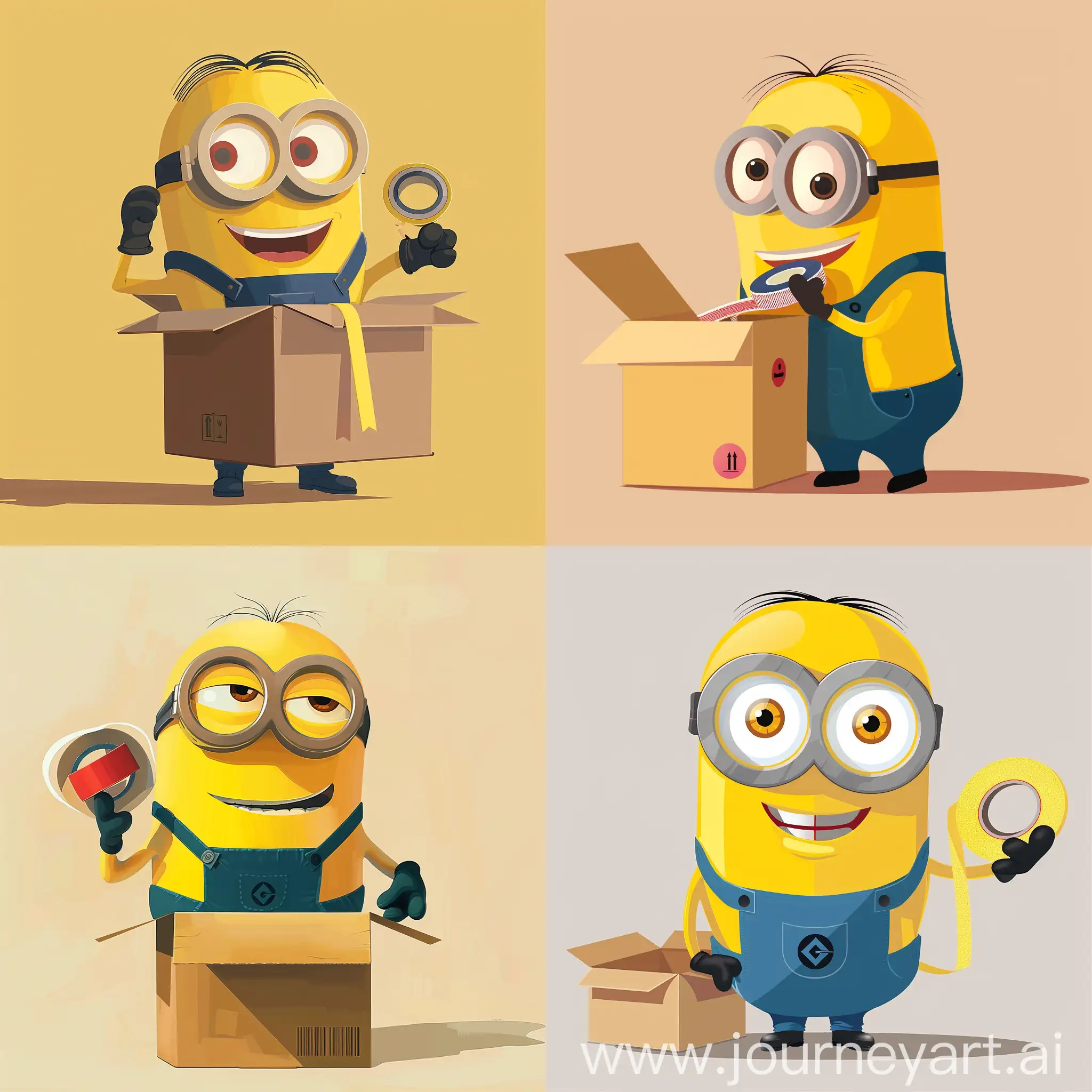 Minion-Tapes-Box-with-Tape-in-Flat-2D-Style-Design