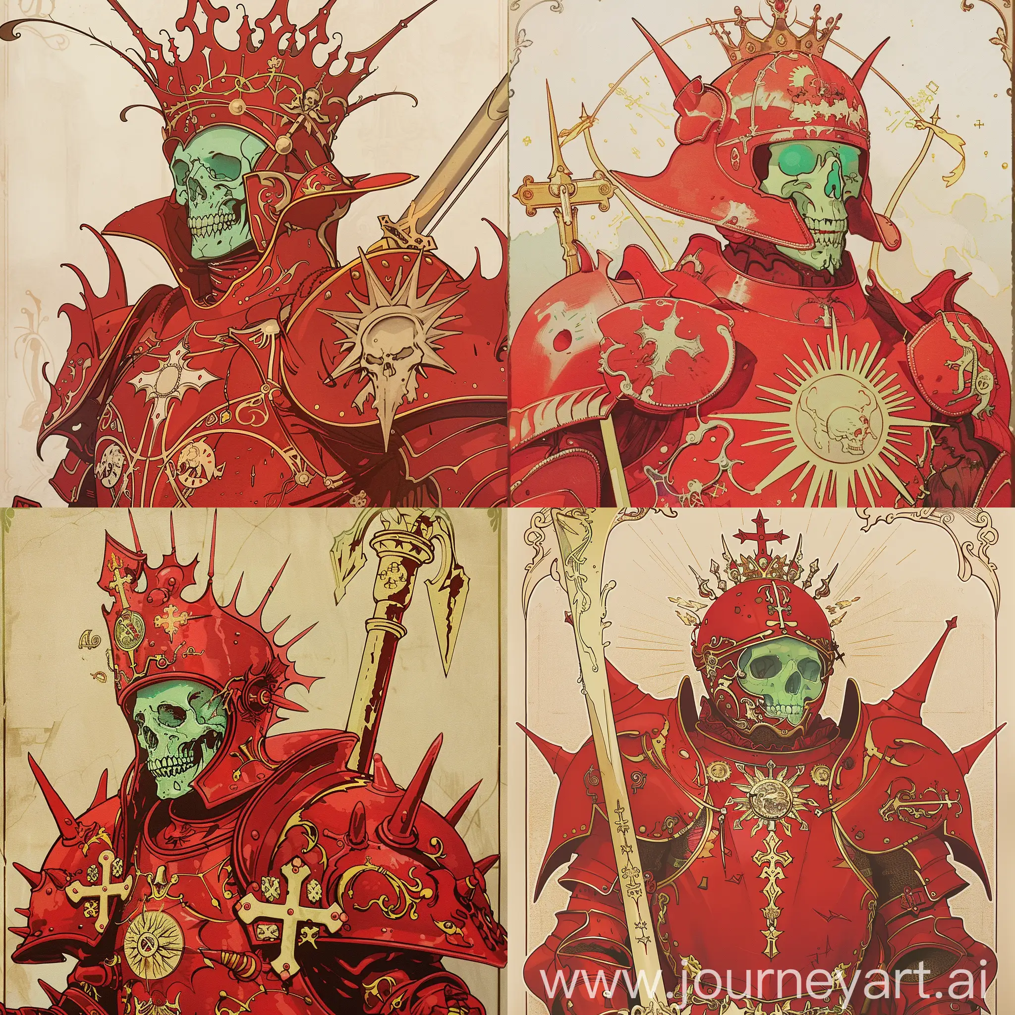 Red-Armored-Knight-with-SkullFaced-Helmet-and-Golden-Halberd-Battling-Monsters