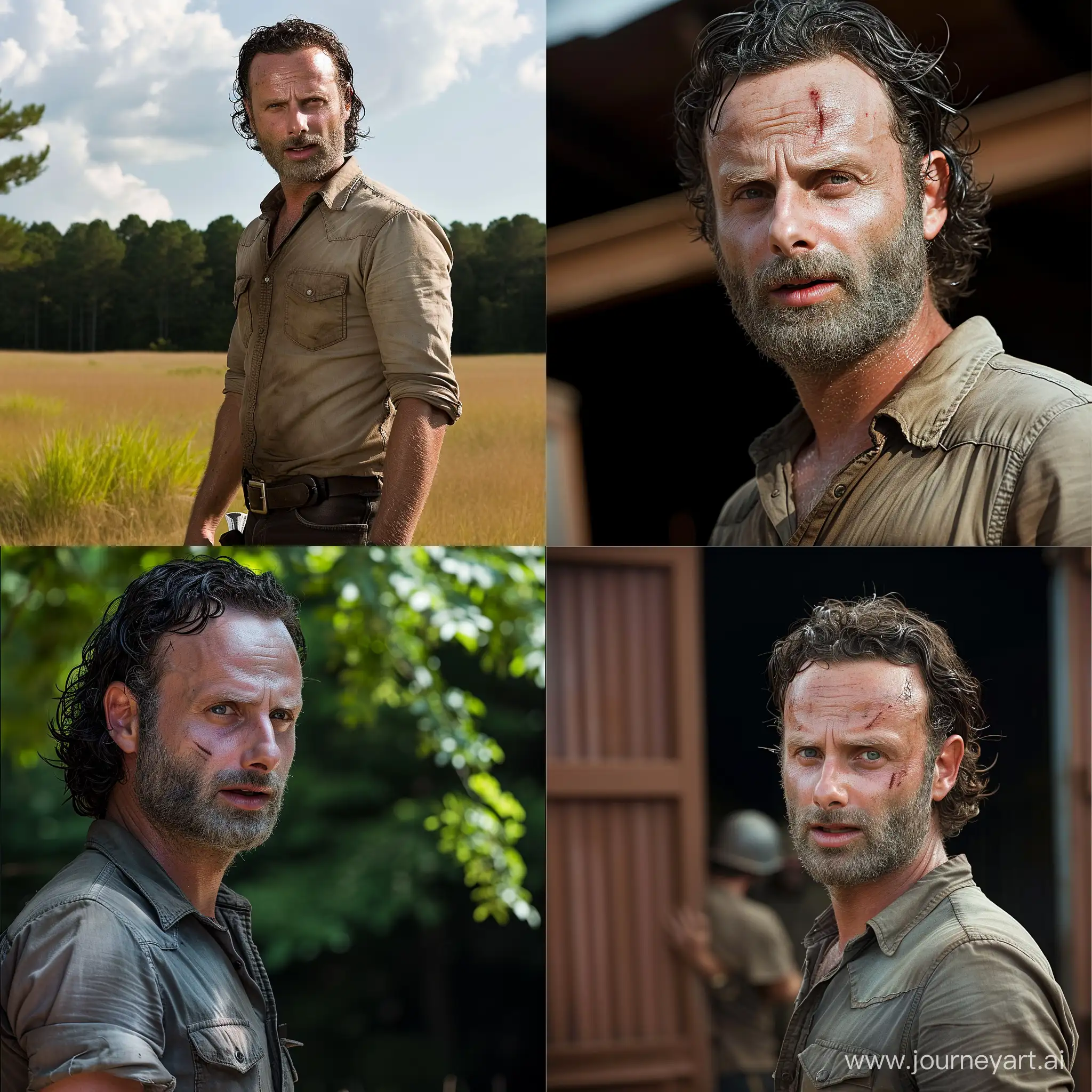 Andrew-Lincoln-Portraying-Rick-Grimes-in-Intense-Action-Scene