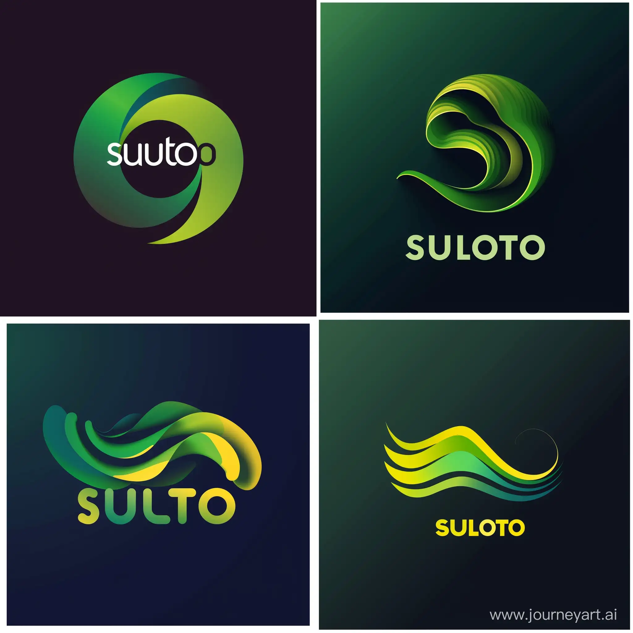 abstract logo for designer, minimal, viridescent and green, simple, flat2d, text "suloto" --v 6.0 -- --ar 1:1 --no 65814