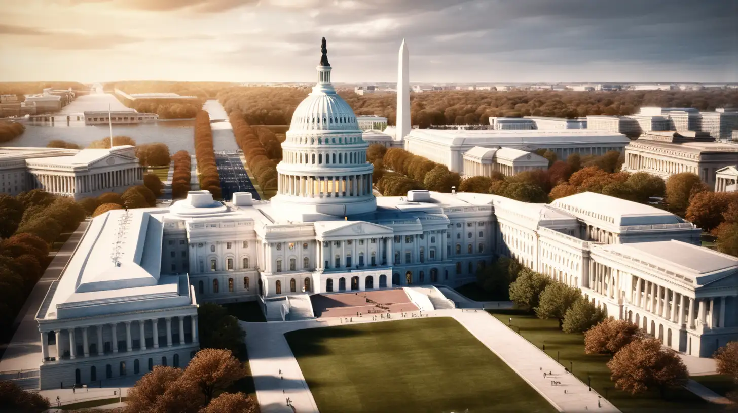 Washington DC Capitol CloseUp 3D Render Cinematic Illustration