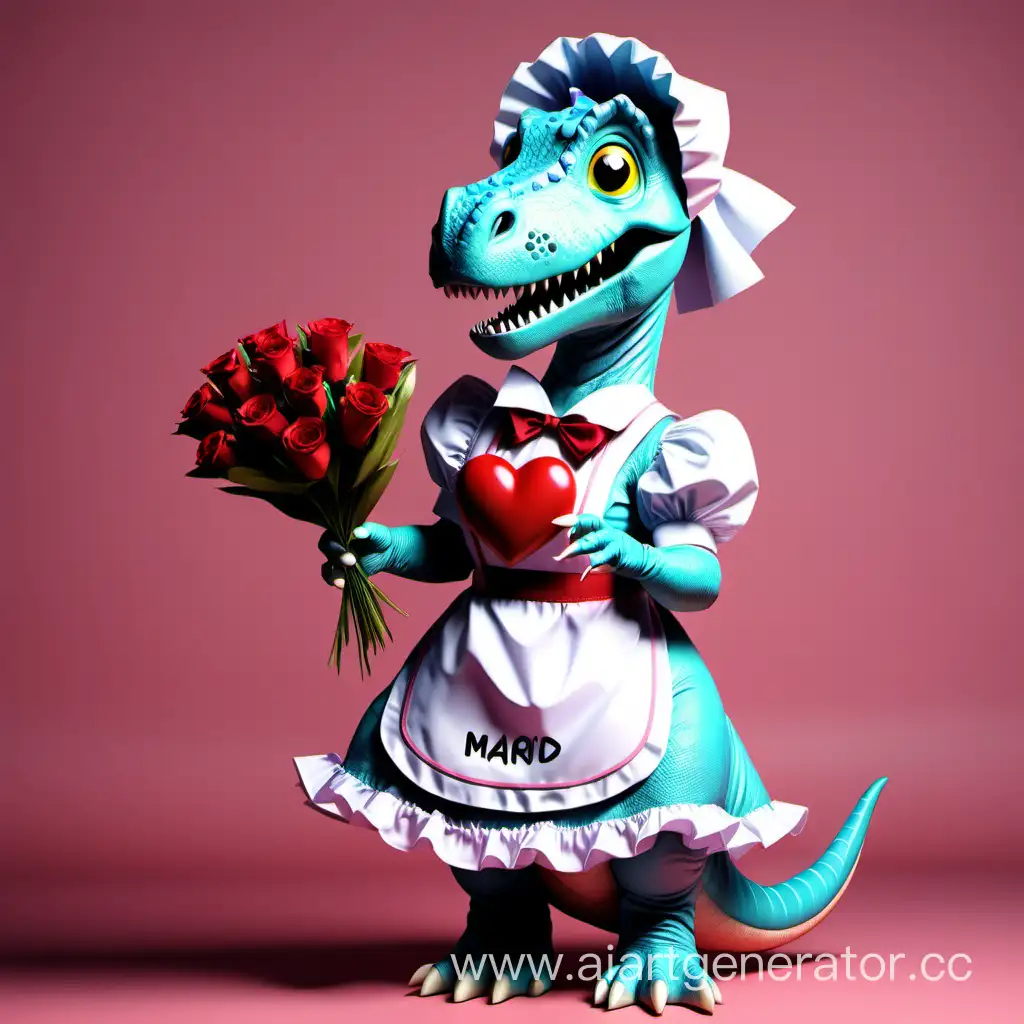 Динозавр в костюме горничной поздравляет с днём Валентина