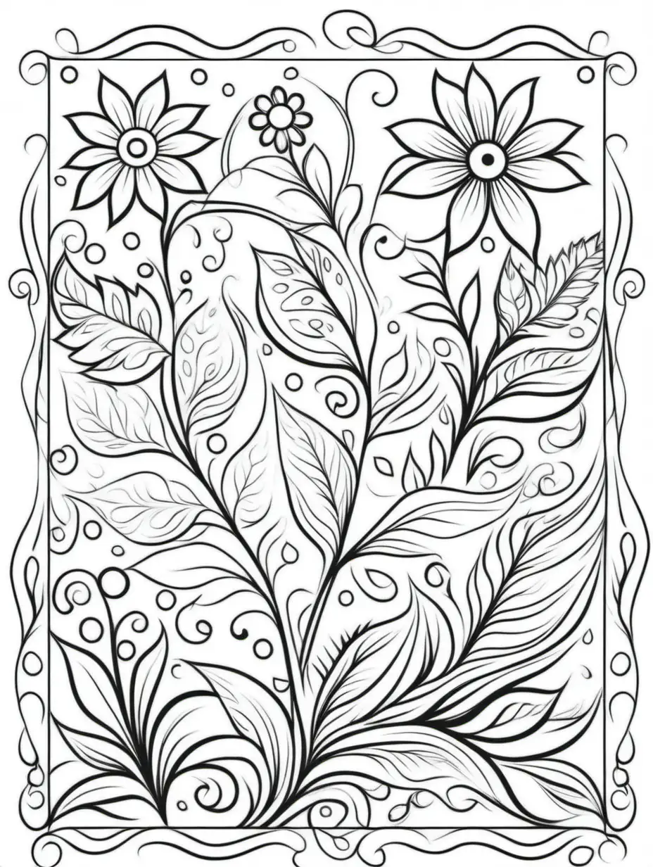 Simple Floral Artistic Rectangle Coloring Page