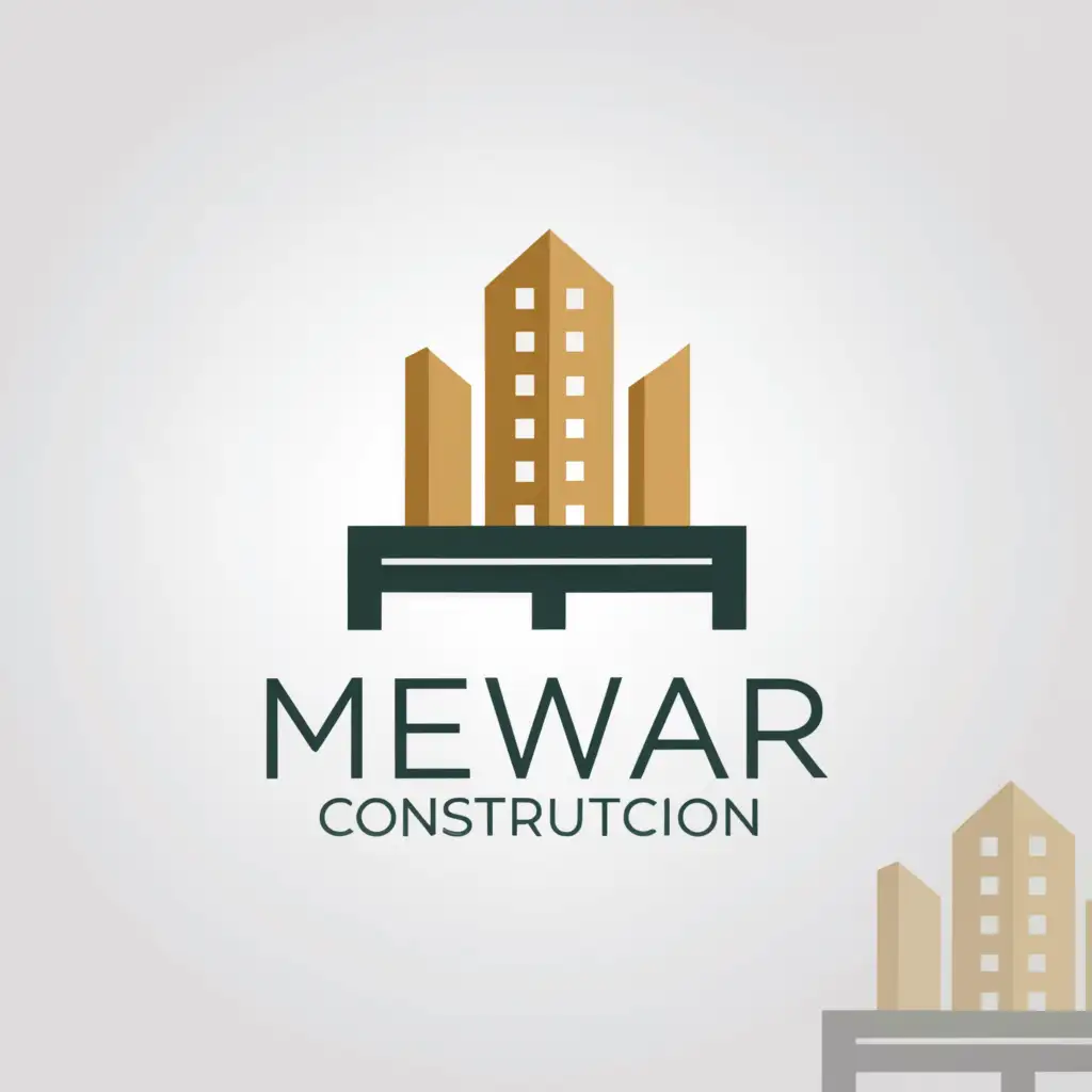 a logo design,with the text 'Mewar Construction', main symbol:a building,Moderate,clear background