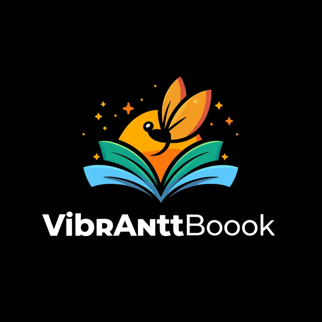 a logo design,with the text "Vibrant book", main symbol:A firefly illuminating a book,Moderate,be used in Education industry,clear background