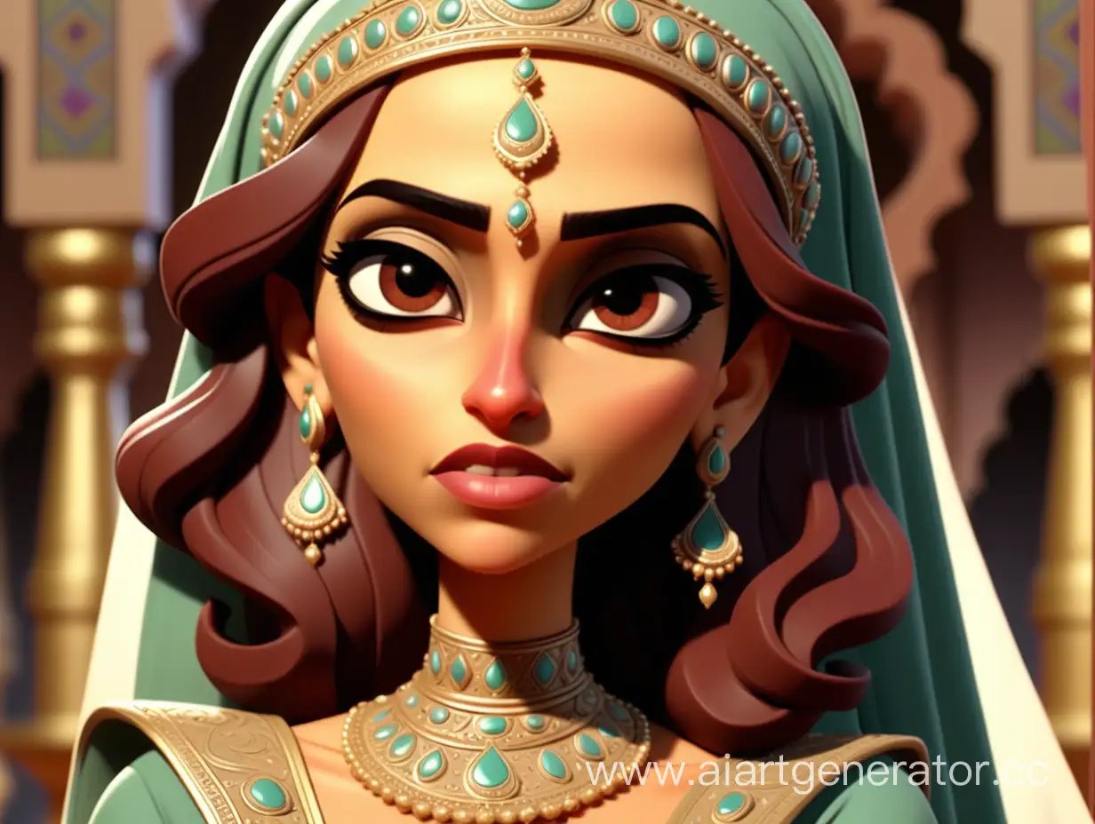 Envious-Muslim-Queen-Huma-in-Cartoon-Style-8K-Art