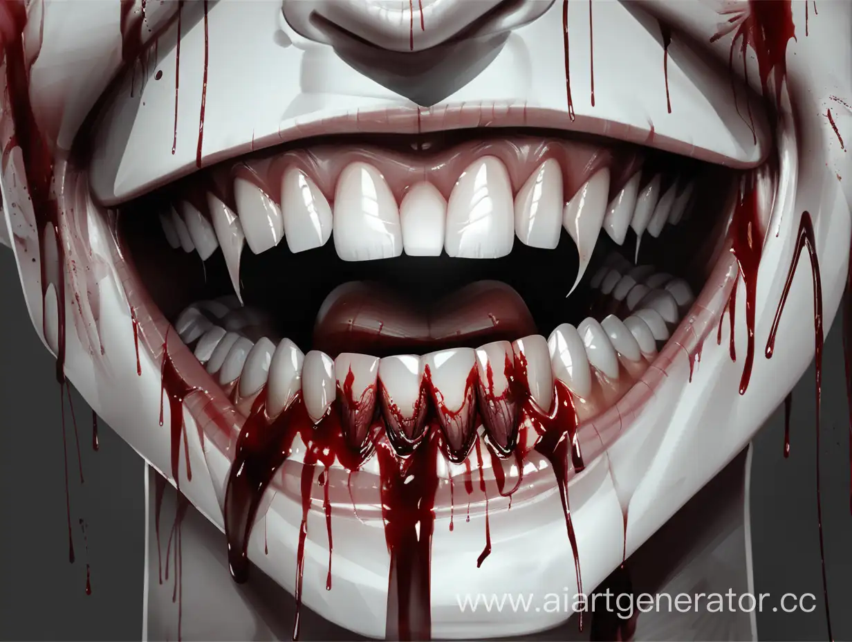 Eerie-Grinning-Faces-with-BloodStained-Teeth