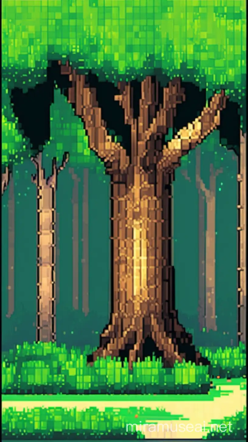 Pixel Art Forest Scene with Trees
