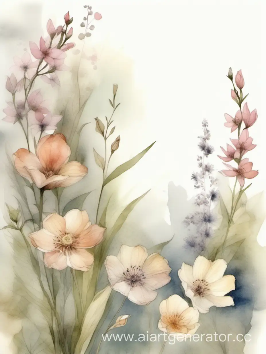 Exquisite-Watercolor-Painting-of-Spring-Flowers-in-Delicate-Muted-Tones