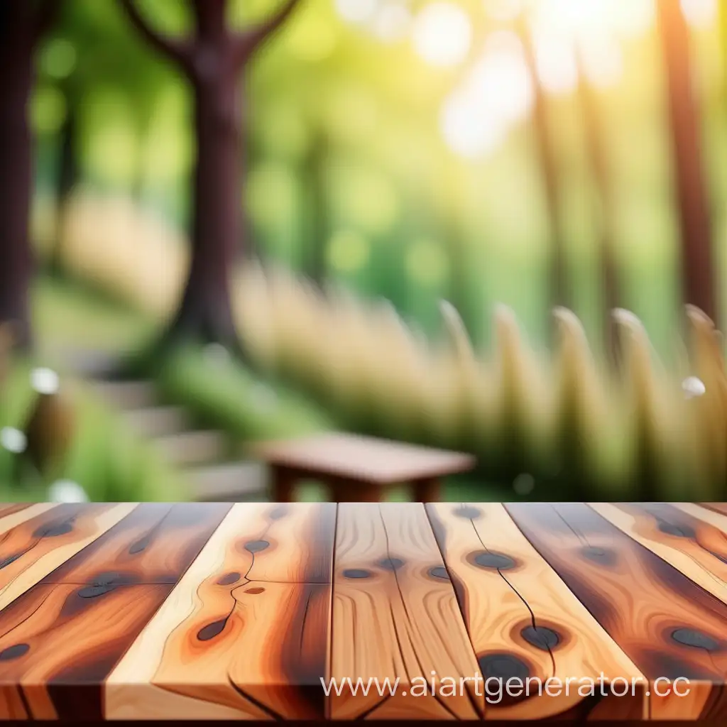 Photo 3d wooden table with blurred background nature naturalness
