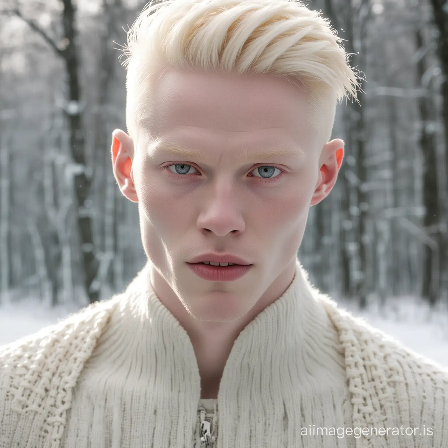 Парень красивый альбинос, нордической внешности.