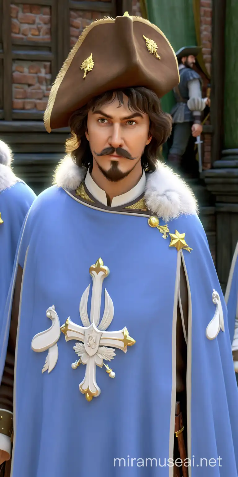 The Three Musketeers from the Soviet movie based on Dumas' novel.In the style of realism, 3D animation. 