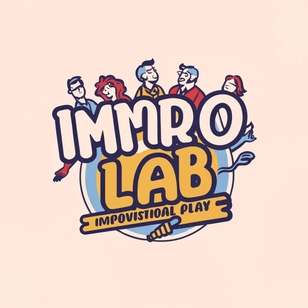 a logo design,with the text "IMPRO LAB Improvisational Play", main symbol:social people thoughts StandUp psychology theater fun speed improvisation,complex,clear background