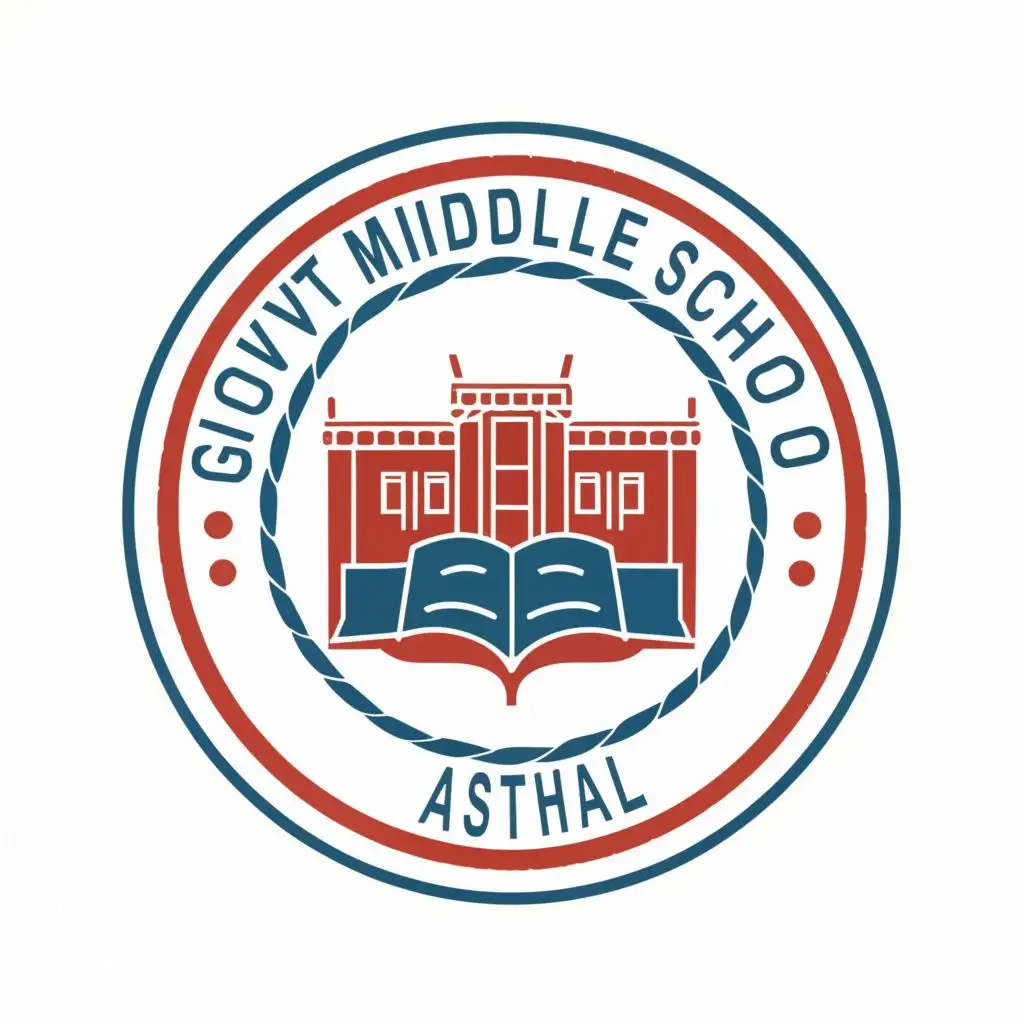 logo, Circle , with the text "Govt Middle School Asthal", typography, be used in Education industry