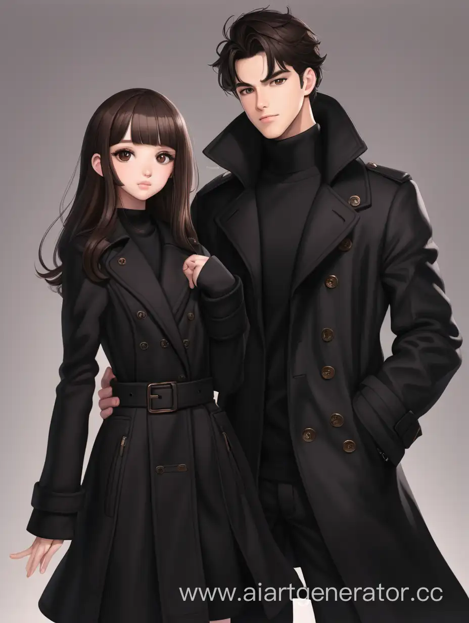 Dark-BrownHaired-Guy-and-RosyCheeked-Girl-in-Matching-Black-Coats