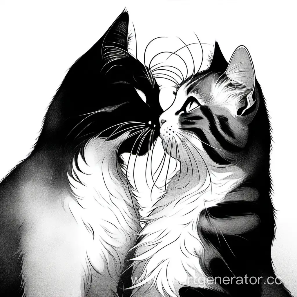 Affectionate-Black-and-White-Cats-Sharing-a-Kiss