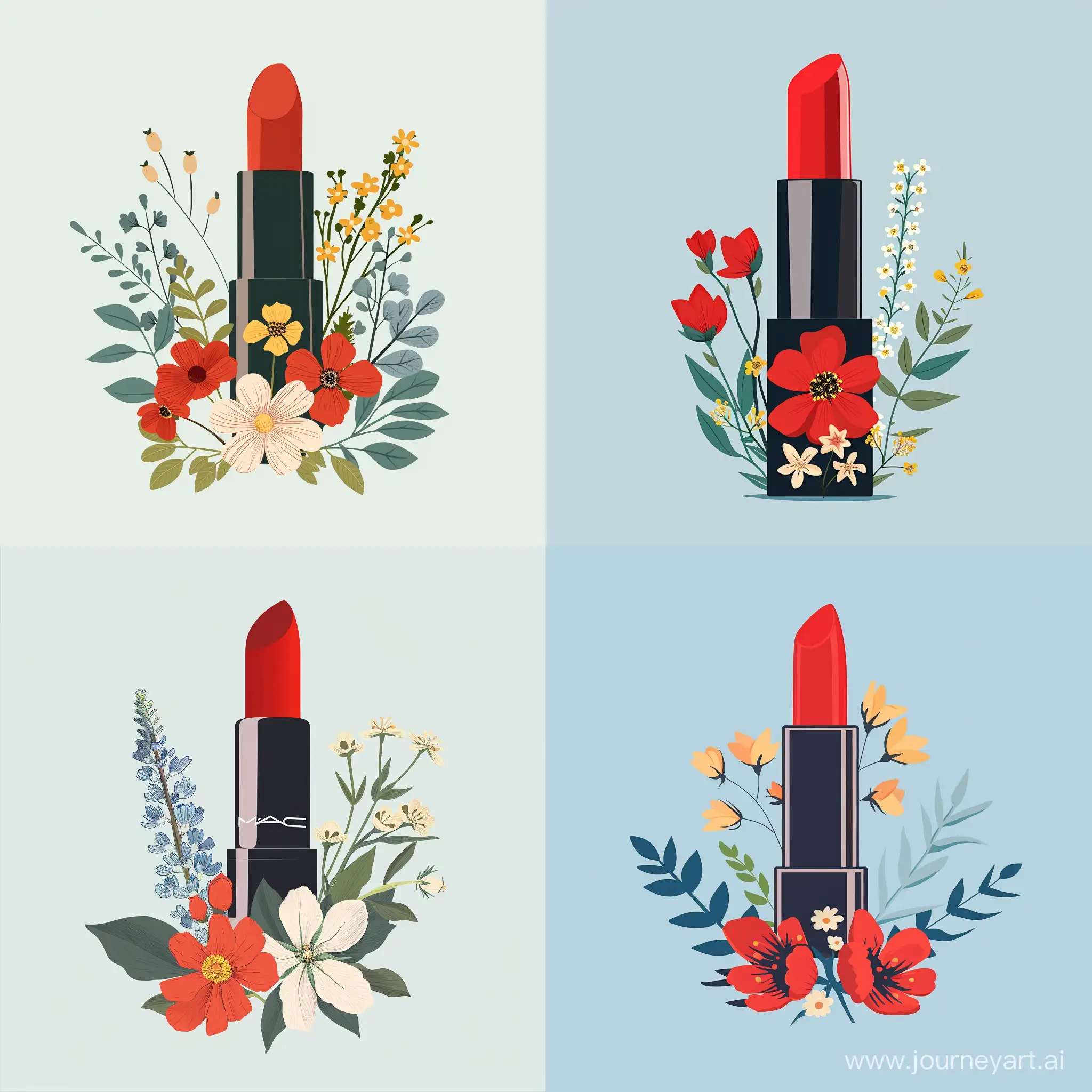 Botanical-Fashion-Illustration-Red-Lipstick-with-Floral-Accents