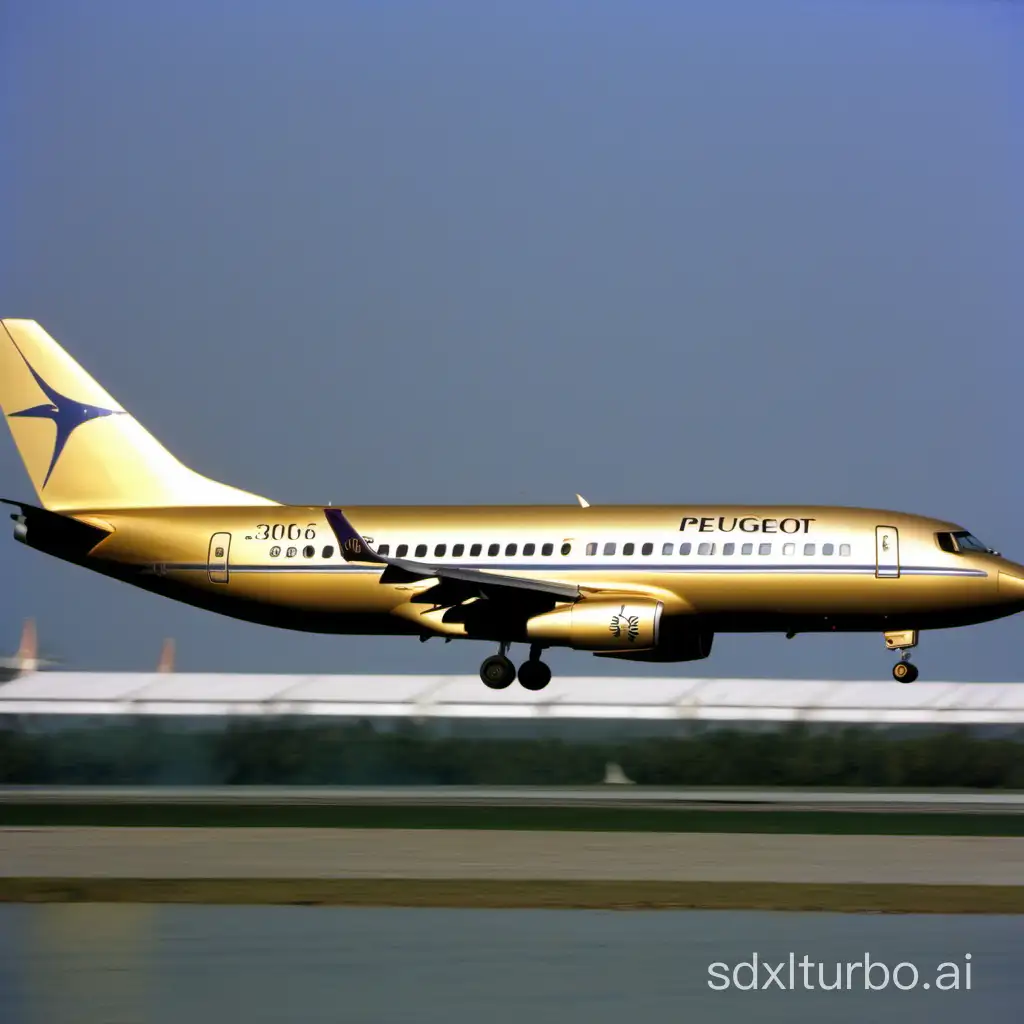 a Peugeot 306 gold-colored on a Boeing 707