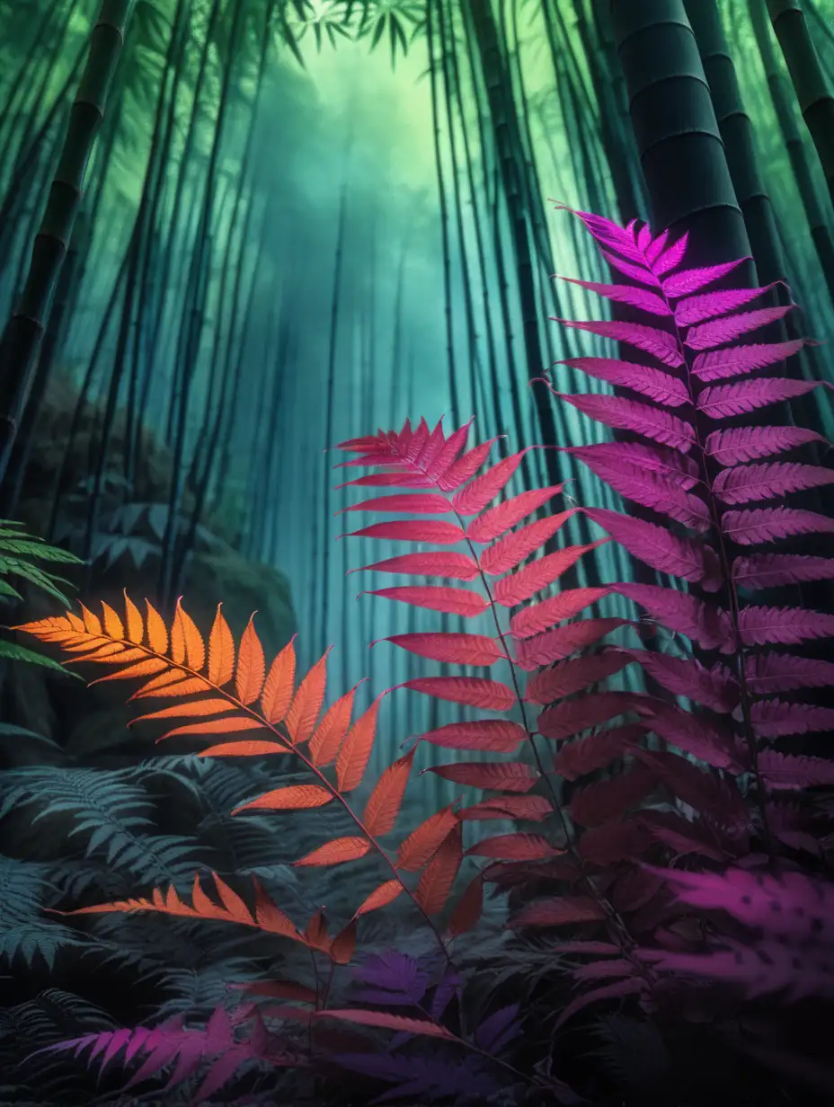 Enchanting Disney Forest with Colorful Taro Leaves and Bamboo in Cinematic Detail