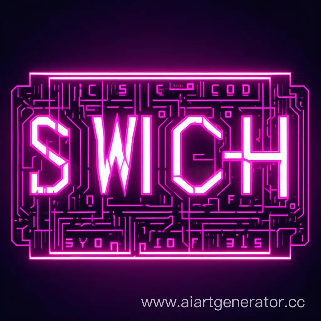 яркая надпись Switch Code 
стиле cyberpunk neon

