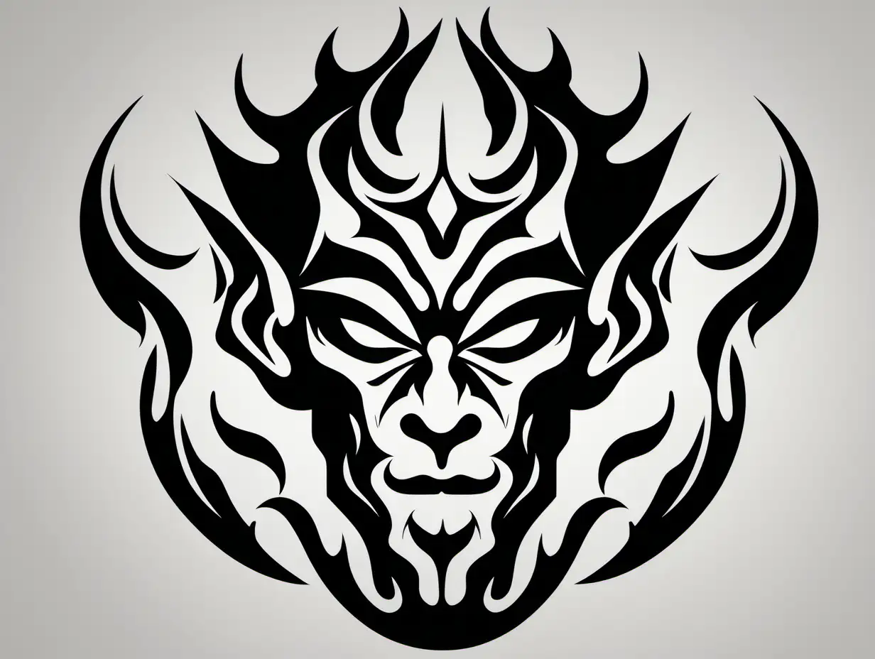 stencil, minimalist, simple, vector art, negative space, black and white, demon 