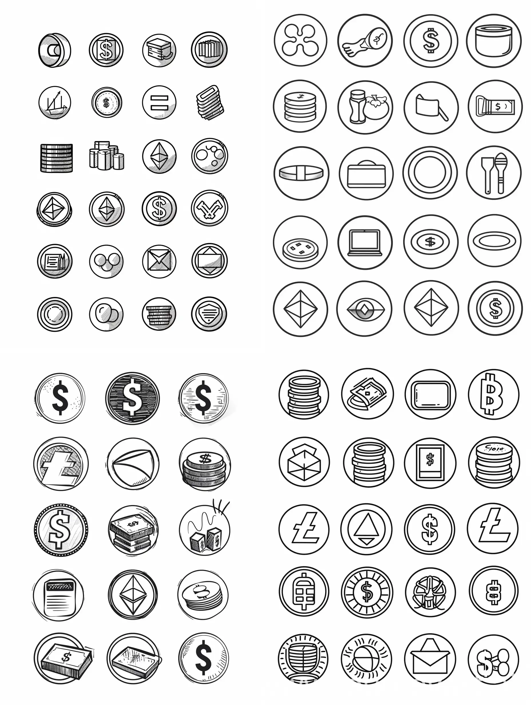 HandDrawn-Outline-Icons-of-Coins-and-Money-in-Beautiful-Circles