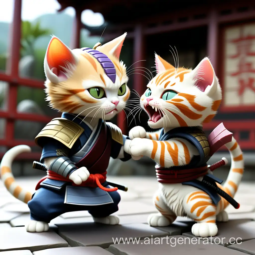 Epic-Kitten-Samurai-Duel-with-Dragon-Cat-Battle-of-the-Feline-Warriors