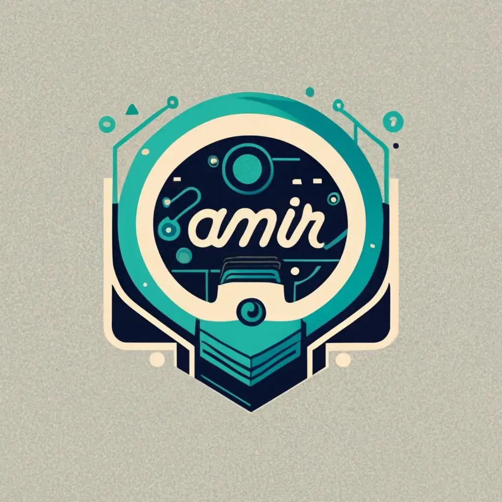 logo, Tech AI, with the text "Amir", typography, be used in Internet industry