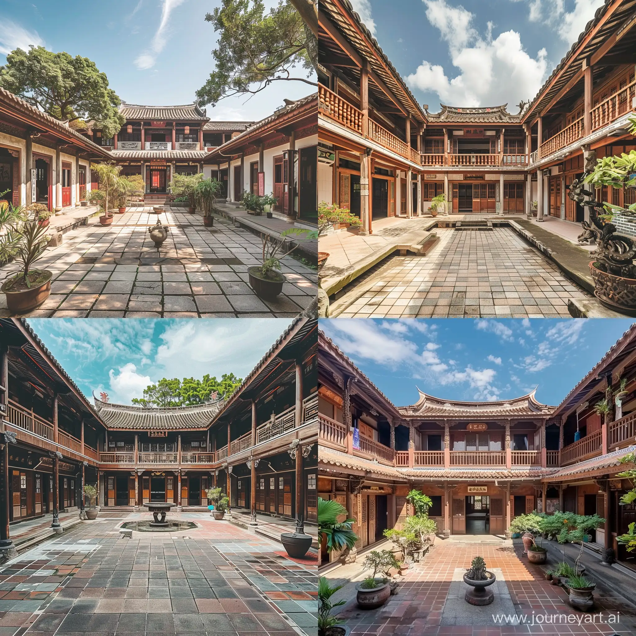 Traditional-Taiwanese-Ancient-Residence-Courtyard-with-Ornate-Architecture