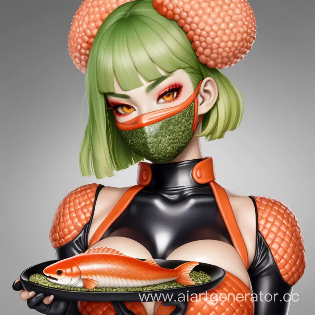 SushiInspired-Latex-Girl-Salmon-Fillet-Skin-Rice-Hair-Nori-Leaf-Clothes