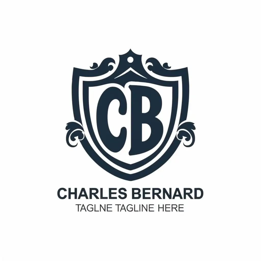 logo, shield with the initials CB, with the text "Charles Bernard", typography, be used in Retail industry