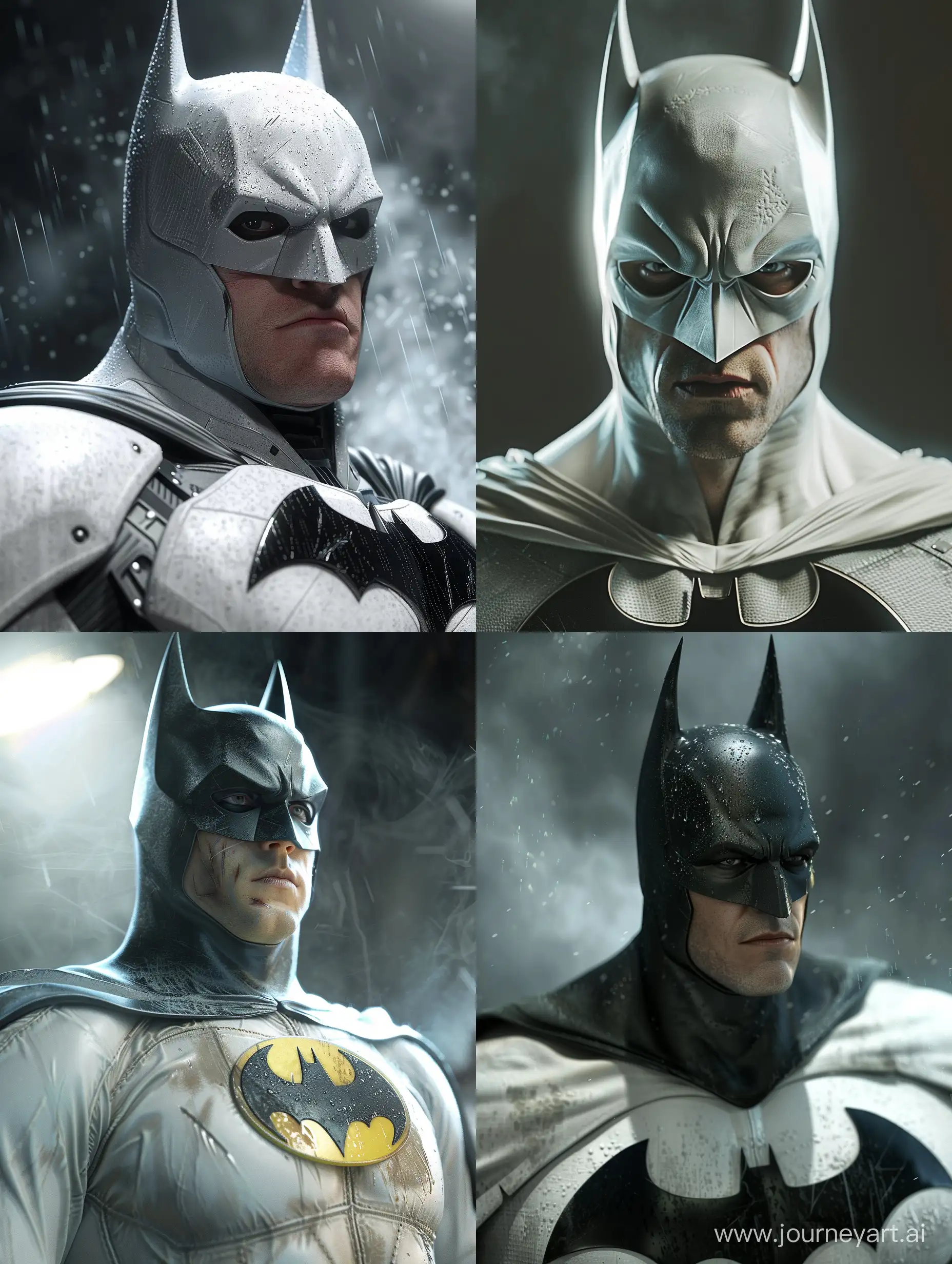 Christian Bale as Batman in White ultra-realistic, high resolution, with cinematic lighting 