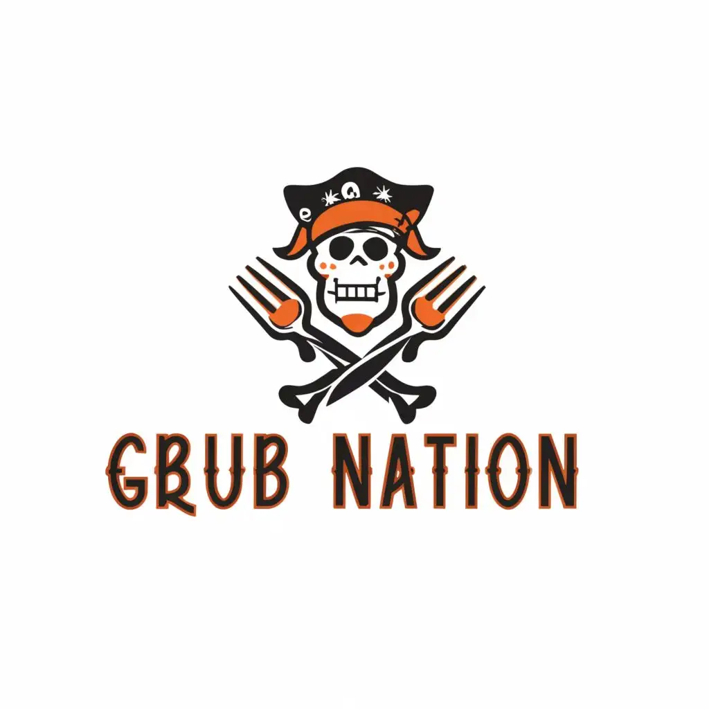 a logo design,with the text "Grub Nation", main symbol:Pirate Flag,Moderate,be used in Internet industry,clear background