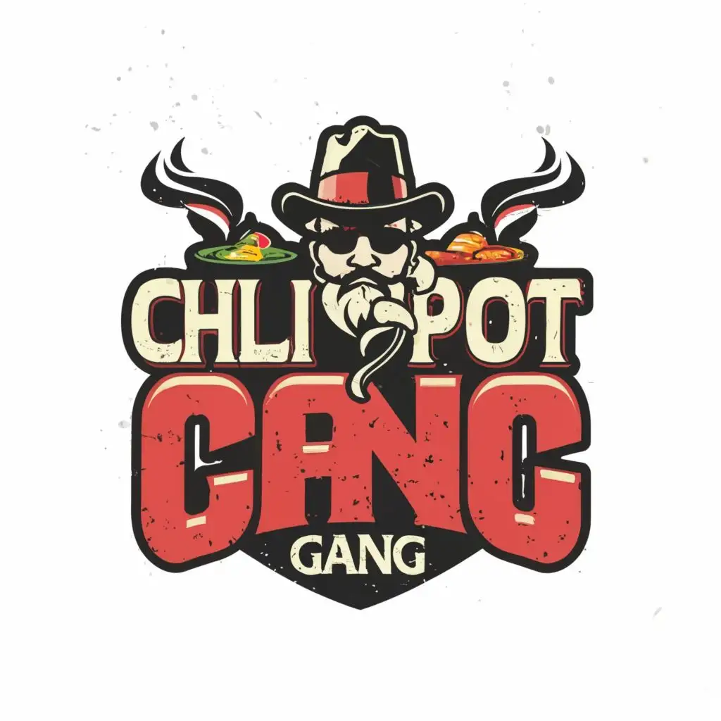 logo, Gangster, with the text "The Chili Pot Gang", typography, be used in Restaurant industry