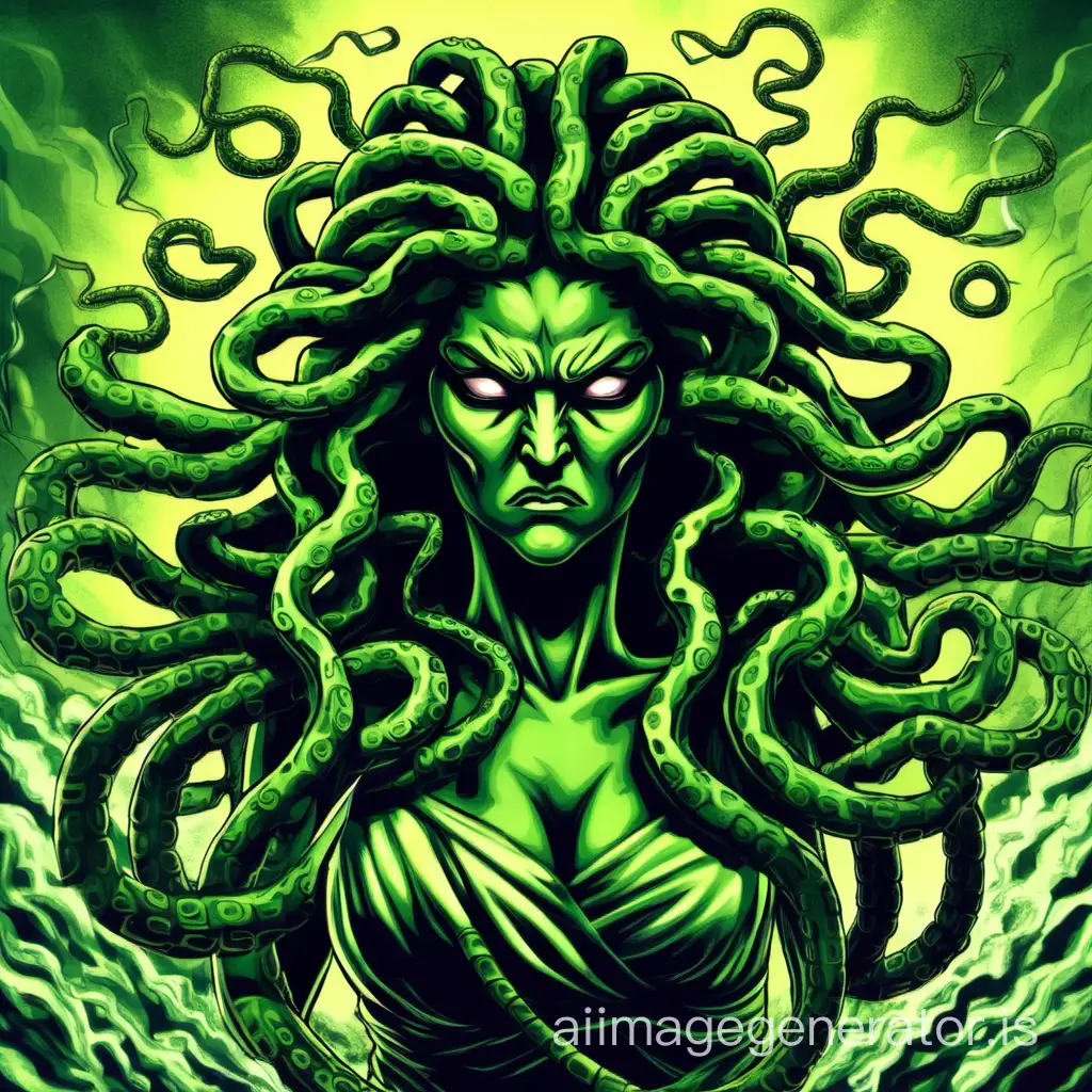 Angry-Medusa-Statue-with-Glowing-Serpent-Hair