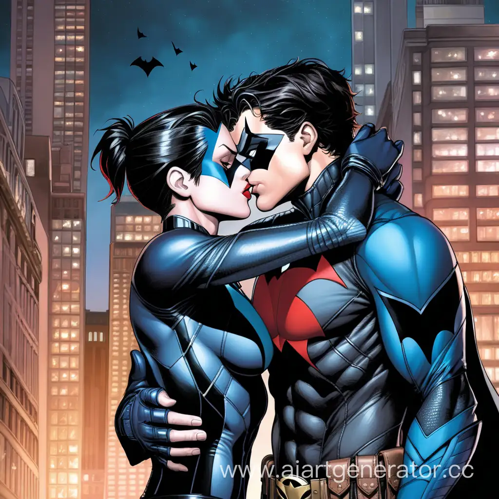 Nightwing and Jason Todd kiss