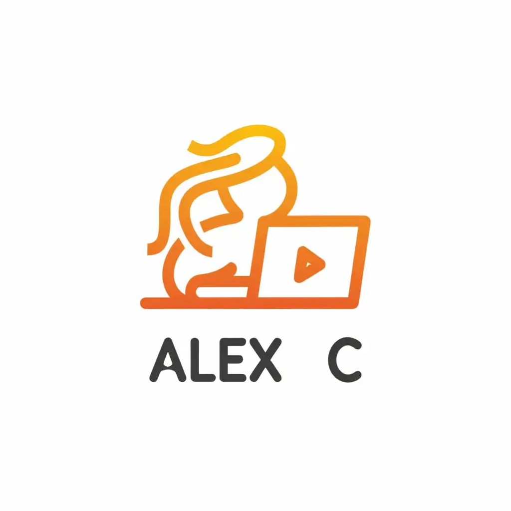 a logo design,with the text 'Alex C', main symbol:simple outline ginger woman with wavy long hair coding, clear background,Minimalistic,be used in Technology industry,clear background