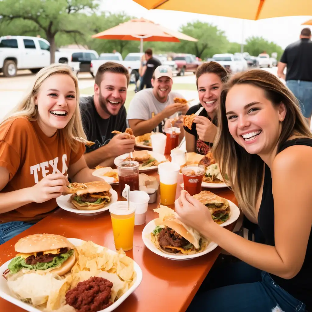 Joyful Dining in Texas Smiling People Enjoying Delicious Food