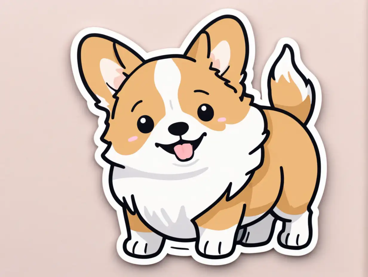 Adorable Corgi Sticker Playful Pup Illustration for Pet Lovers