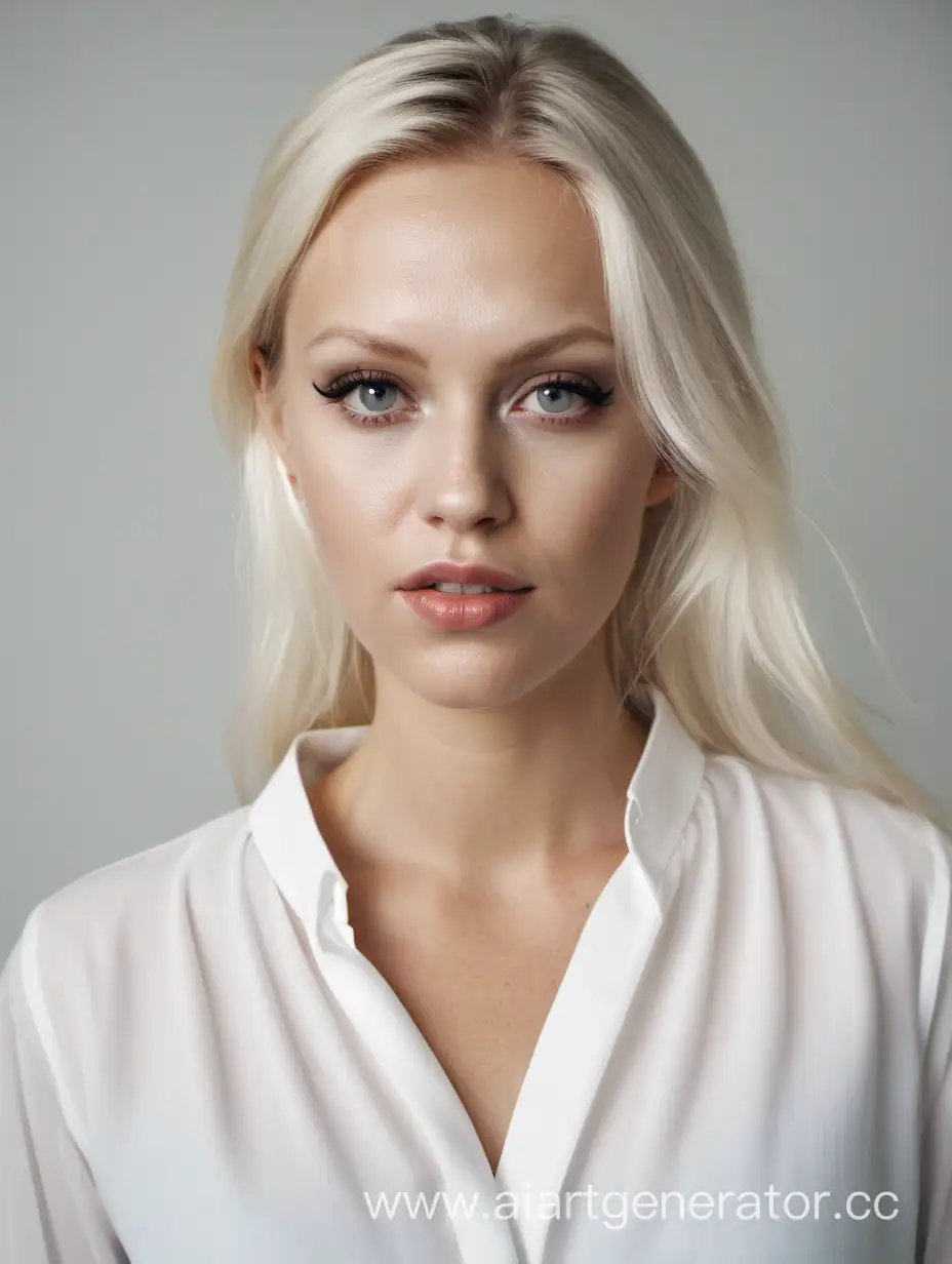 Swedish-Elegance-Woman-in-White-Blouse-with-Subtle-Makeup