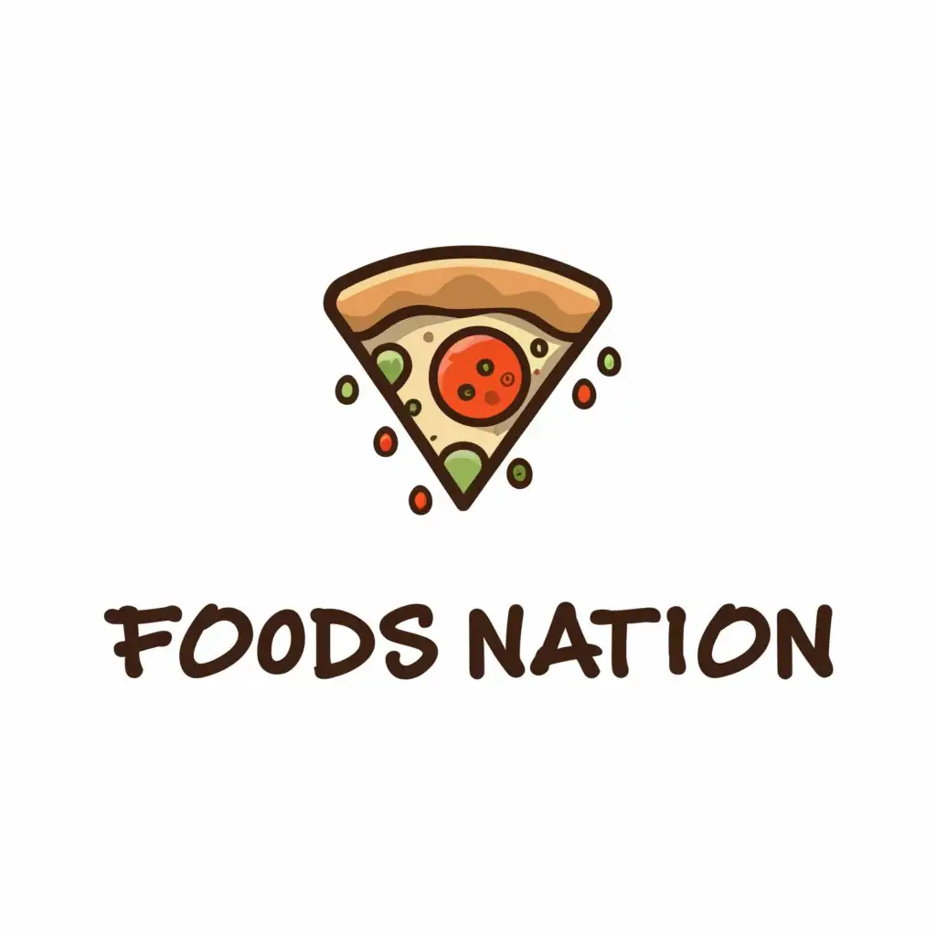 a logo design,with the text "Foods Nation", main symbol:Pizza,Minimalistic,be used in Restaurant industry,clear background