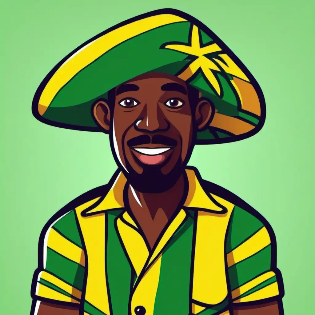 Cheerful Cartoon Jamaican Man Icon with Vibrant Colors