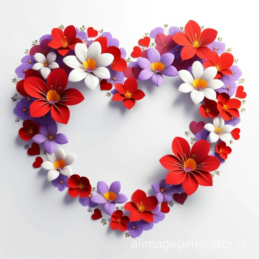 bright beautiful heart-shaped flowers on a white background